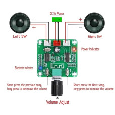 Bluetooth модуль аудио усилитель мощности PAM8403 XH-A158 5W+5W DC-5V