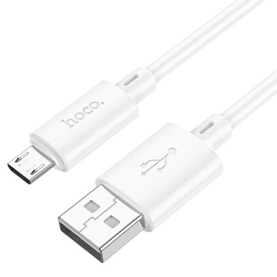 Кабель USB-microUSB, 1.0м, для зарядки и передачи данных, белый, (X88) HOCO 2.4A, ПВХ (PVC), ...