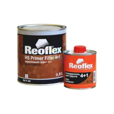 Акриловый автомобильный грунт 4+1 REOFLEX HS Primer Filler 4+1 RX F-06, чёрный, 0.8 л + отвердитель