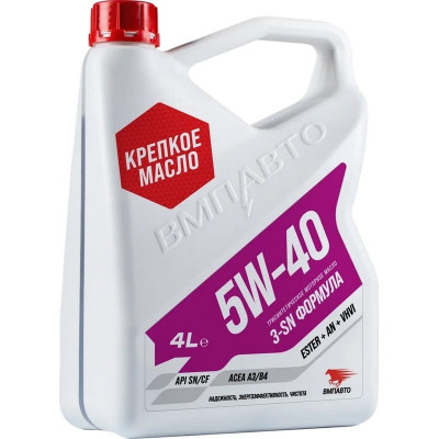 Масло моторное синтетическое 3-SN 5W40 SN/CF, A3/B4 4л VMPAUTO (9223)