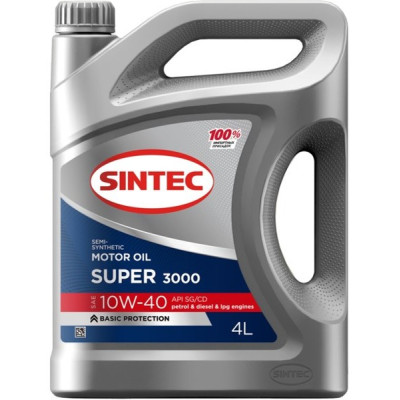 Масло моторное полусинтетическое SINTEC Super 3000 10W40 API SG/CD 4л SINTEC