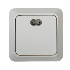Боллето белый выключатель 1кл с подсветкой открытая 10А IP20 (КЭ-311641)