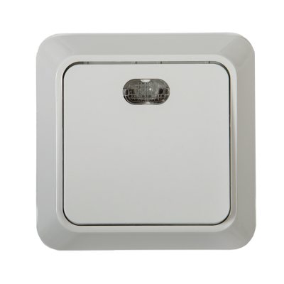 Боллето белый выключатель 1кл с подсветкой открытая 10А IP20 (КЭ-311641)