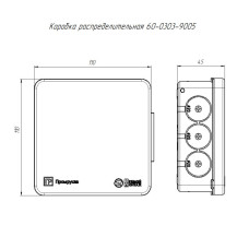 Коробка 100*100*40 квадрат черный IP66 прямой монтаж 12 вводов HF УХЛ1, аналог920855 (КЭ-920789)