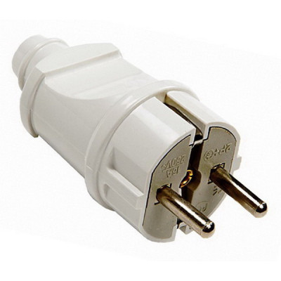 Вилка прямая с заземлением 16А 220В белая 4140 IN HOME (АМ-00126925)