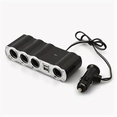 Разветвитель прикуривателя 4 в 1 + 2 USB-разъема (арт. A797/G4006) WF-4008  … 12В (12-16В), 5A, 60Вт