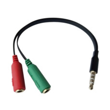 Переходник (1827) 3.5мм штекер 4C/3.5мм гнездо стерео + 3.5мм гнездо моно с кабелем 0.2м