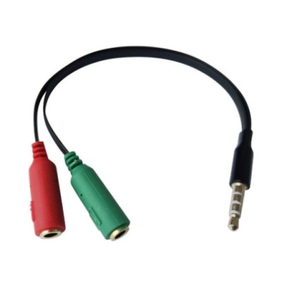 Переходник (1827) 3.5мм штекер 4C/3.5мм гнездо стерео + 3.5мм гнездо моно с кабелем 0.2м