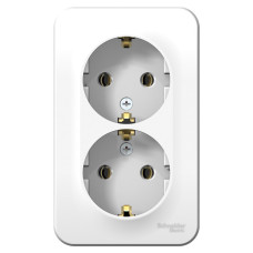 Бланка белый розетка открытая 2-мест заземление IP20 (КЭ-399429)