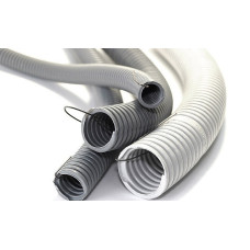 Труба гофра 16мм ПВХ 50м серый IEK с протяжкой (КЭ-914973)