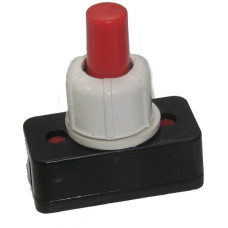 Кнопка PBS-17A ON-OFF для светил., белая, крас. шток, с фикс. d=10mm; 2A/250VAC; 2pin (АМ-00014245)