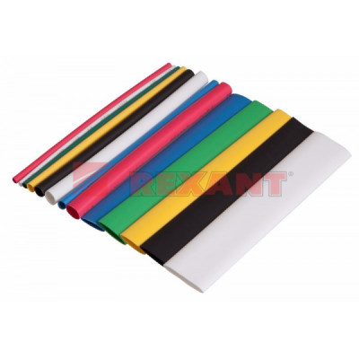 Трубки термоусад №3 АССОРТИ (1/1,5/2/3/3,5/4/5/6/7/8/9/10/12мм, L=10см)(13шт) "Rexant" (10/250) (29-