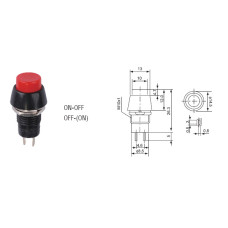 Кнопка RWD-206 ON-OFF зелёная, с фиксацией d=10.2mm 1A/250VAC 2pin