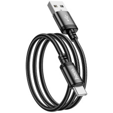 Кабель USB-Type-C "Hoco" (1м) 3А (нейлон) черн (30) New (X89)