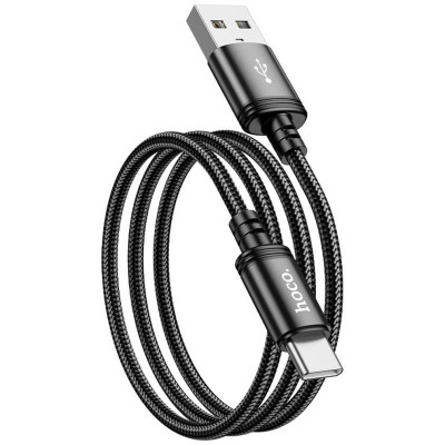 Кабель USB-Type-C "Hoco" (1м) 3А (нейлон) черн (30) New (X89)