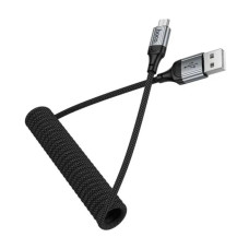 Кабель USB - MicroUSB Hoco X121 (2.4A, 1.5 м, пружина) Черный