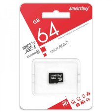 Карта памяти MicroSD 64GB - Class10, Smartbuy, без адаптера (GOSB32GBSDCL10-00LE)