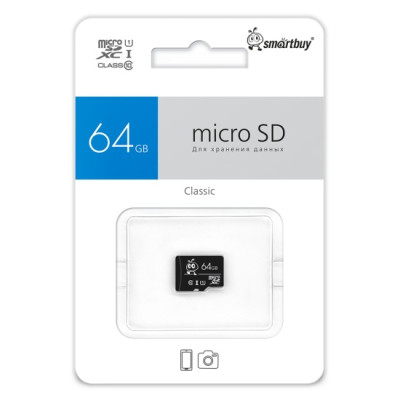 Карта памяти MicroSD 64GB - Class10, UHS-I, Smartbuy, без адаптера (GOSB64GBSDCL10-00LE)