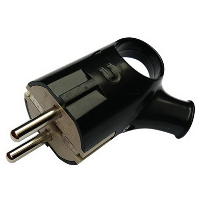 Вилка угловая с кольцом с заземлением 16А 220В черная 4220 IN HOME (АМ-00126997)