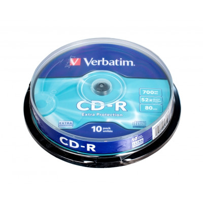 CD-R диск 700Mb 80min 52xspeed 10шт в банке VERBATIM записываемый