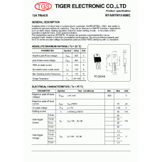 Симистор BTB12-600CW(RG) TO-220 STM Triac;Snubberless;600V,12A,Igt=35mA