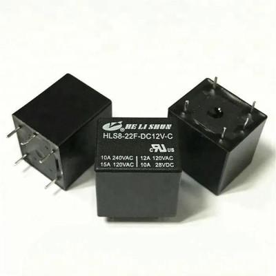 Реле HLS8-22F-DC12V Тип 09 12VDC 1C(SPDT) 10A  He_Li_Shun 20.2*16.5*20.2mm