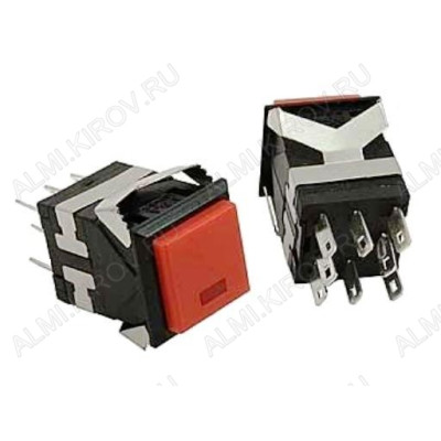 Кнопка RWD-322 (KD2-21) ON-ON красная, с фиксацией, с подсветкой 3V 17.2x17.2mm; 3A/250VAC; 8pin