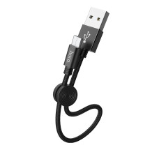 Датакабель microUSB, 0.25м, черный, X35 металл; HOCO 2.4А; соединительная клипса