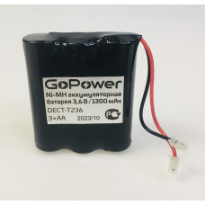 Аккумулятор 3.6V 1300mAh DECT-T236 GoPower NiMh; 1/15