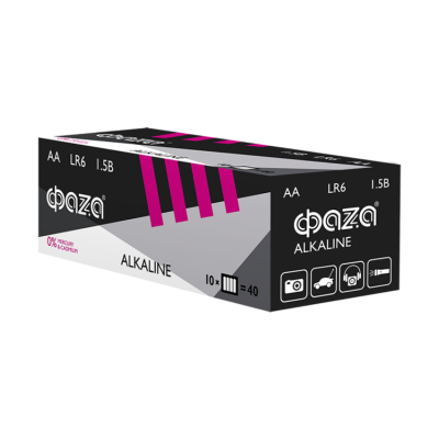 Элемент питания LR6/AA/316 ШРИНК Alkaline  ФАZА 1.5V;щелочные; шринк 4/40/800